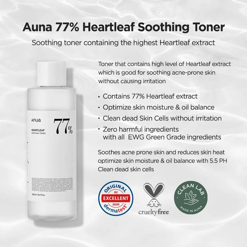 ANUA | HEARTLEAF 77% SOOTHING TONER - 250ml - Zare-beauty